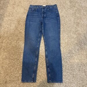Sezane Jeans Womens 42 Blue Medium Wash High Rise Straight Denim Pants 31x32